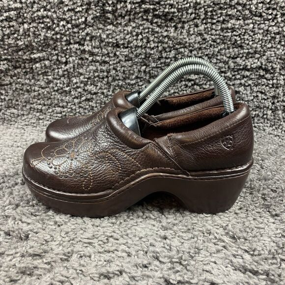 Ariat Jasmine Brown Leather Studded Embroidered Flower Women’s Shoes Size 8.5 B - Picture 1 of 8